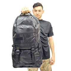 Black Volume Expandable Mountaineer Camper Backpack - 55+10 Liter Bag