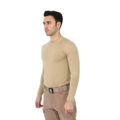Beige Long Sleeve Sports Thermal Microfiber T-shirt