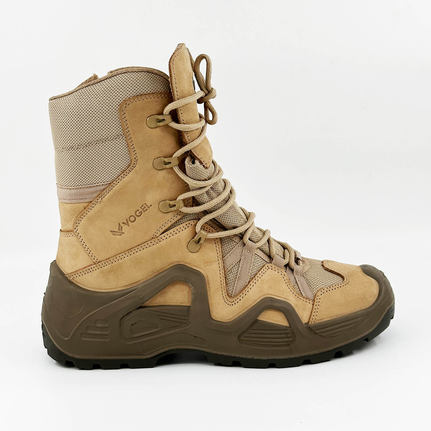 Beige Tactical Military Zippered Long Outdoor Shoes (CR1)