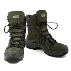 Khaki Tactical Military Zippered Long Outdoor Shoes (CR1)