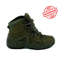 Khaki Tactical Military Zipperless Waterproof Boots (CRW2)