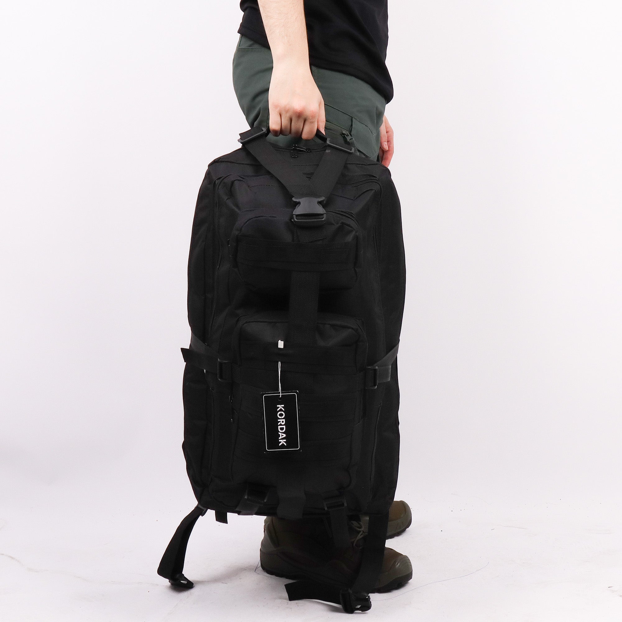 Black Vertical Design Camping Mountaineer Backpack - 65 Liter Bag