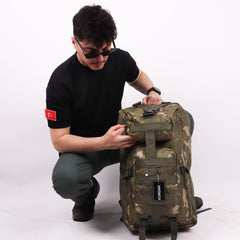 CRW Camouflage Vertical Design Camping Military Backpack - 65 Liter Bag