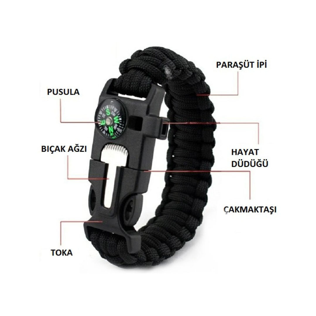 6 Function Paracord Khaki Survival Bracelet