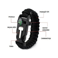 6 Function Paracord Khaki Survival Bracelet