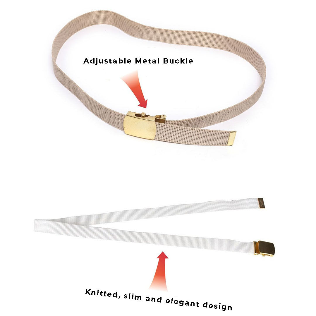 White Anti-Slip Belt with Metal Buckle