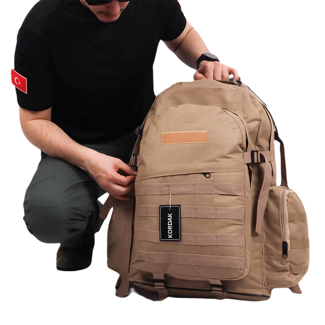 Beige Camping Hike Trekking Backpack - 75 Liter Bag