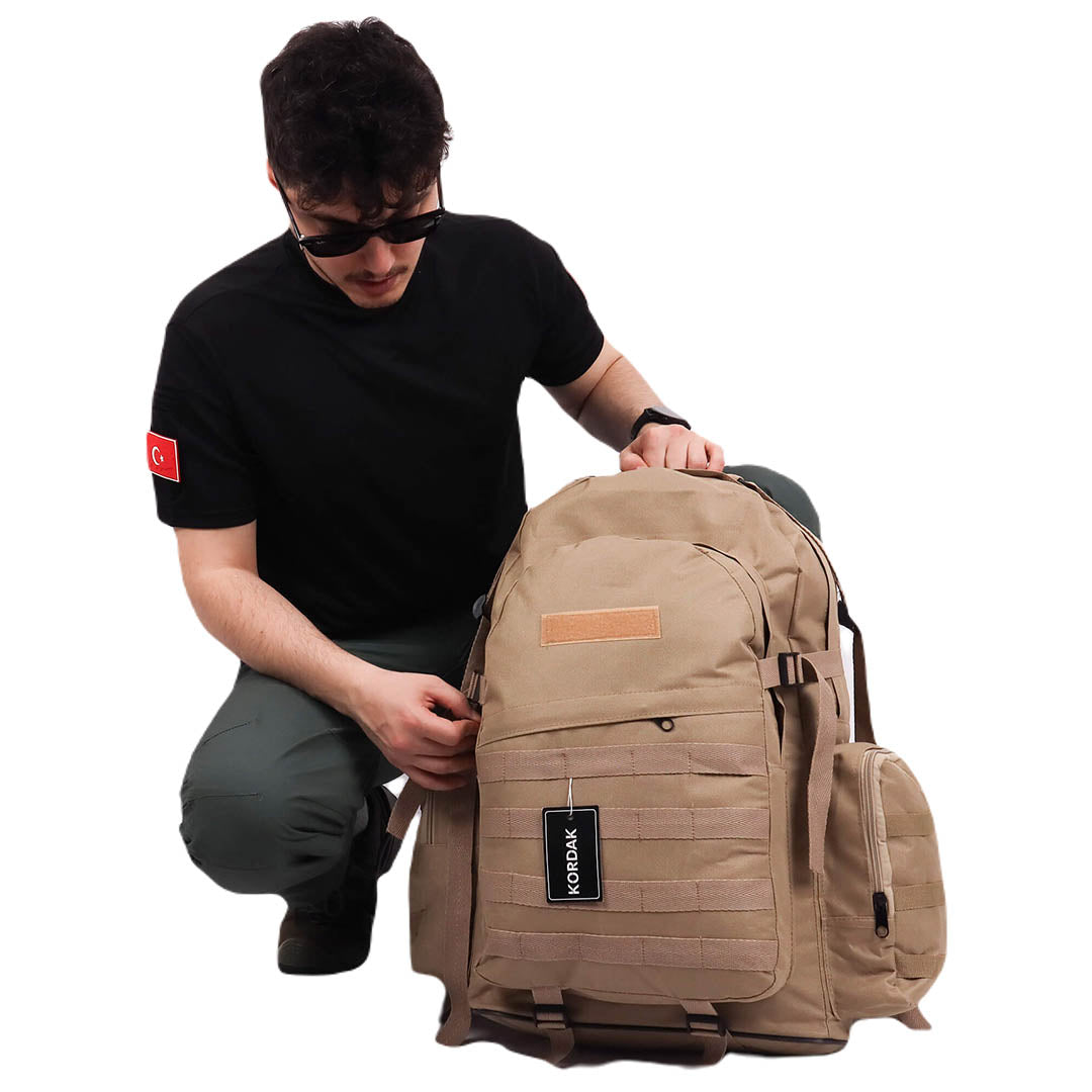 Beige Camping Hike Trekking Backpack - 75 Liter Bag