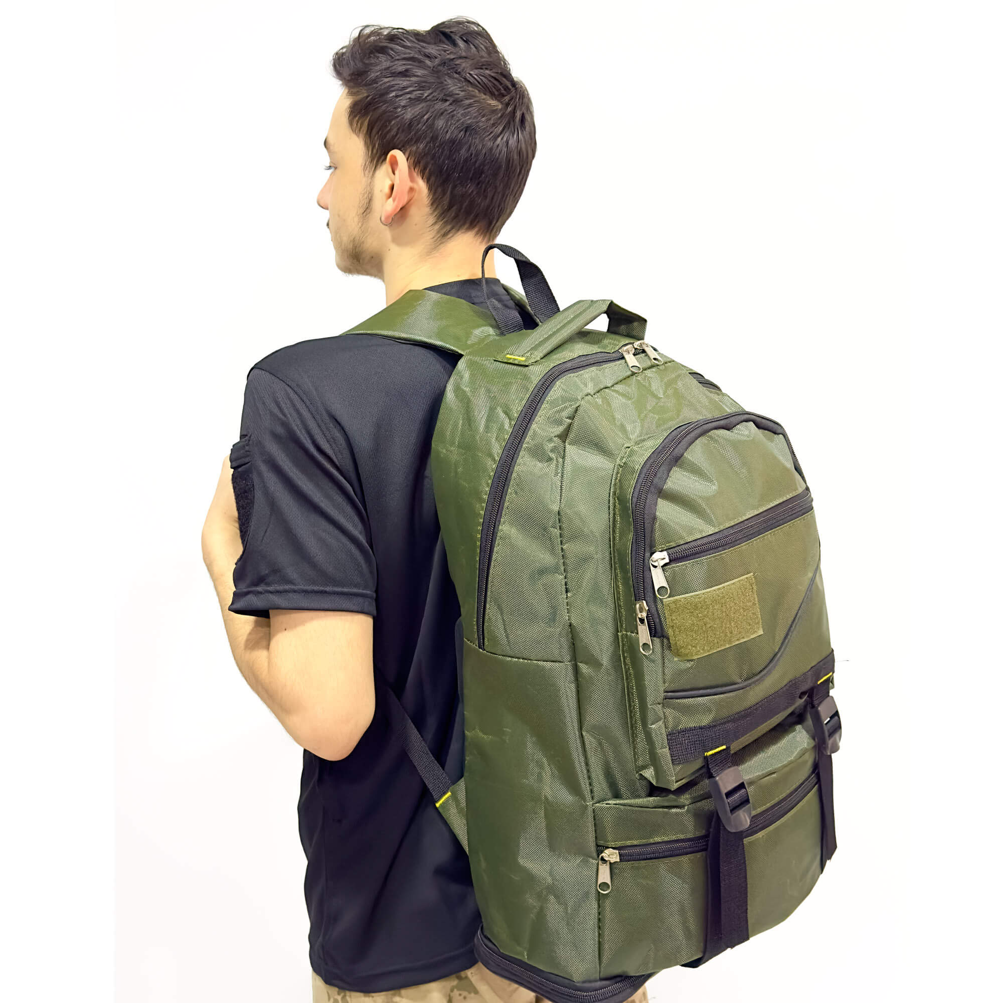 Khaki Volume Expandable Mountaineer Camper Backpack - 55+10 Liter Bag