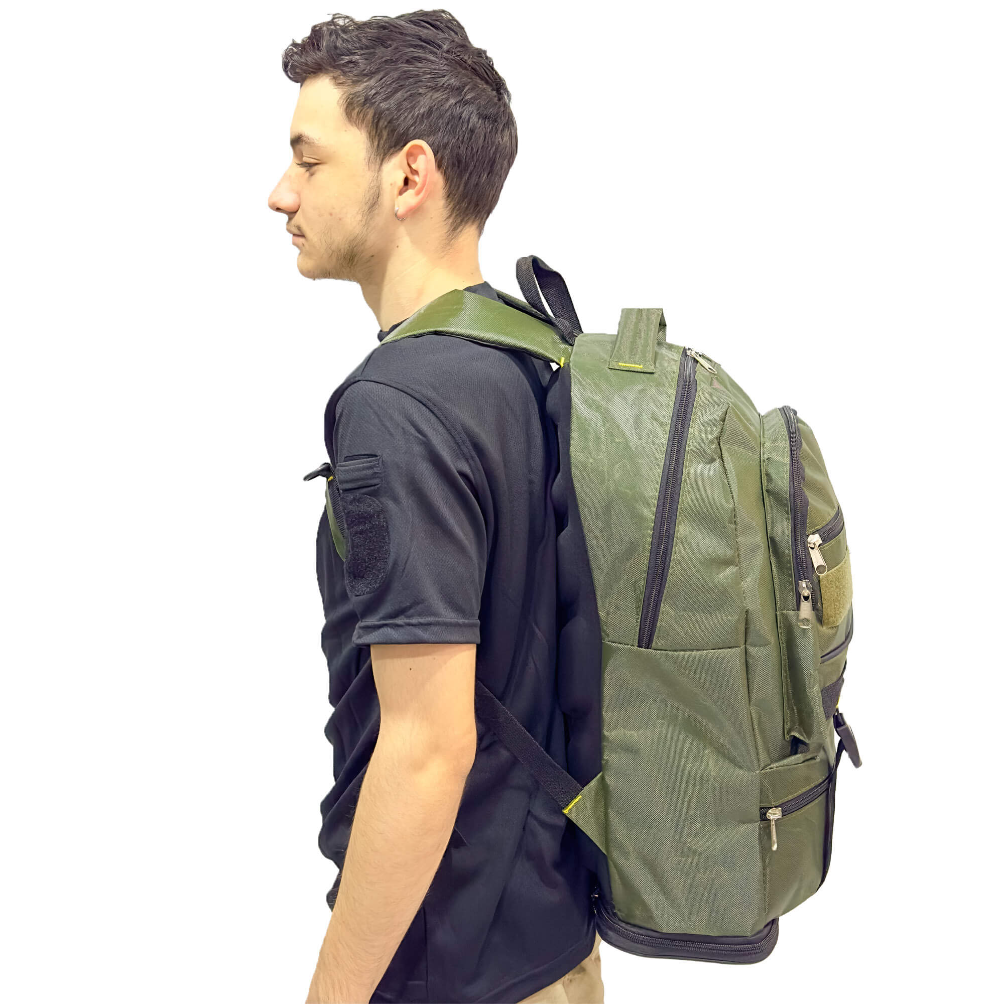 Khaki Volume Expandable Mountaineer Camper Backpack - 55+10 Liter Bag