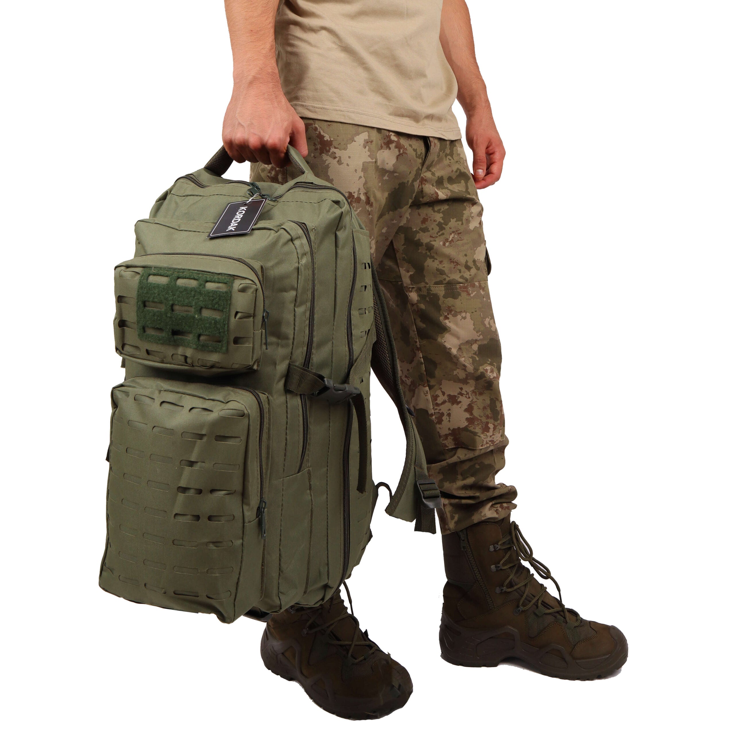 Khaki Laser Cut Outdoor Bag - 45 Liter Bag