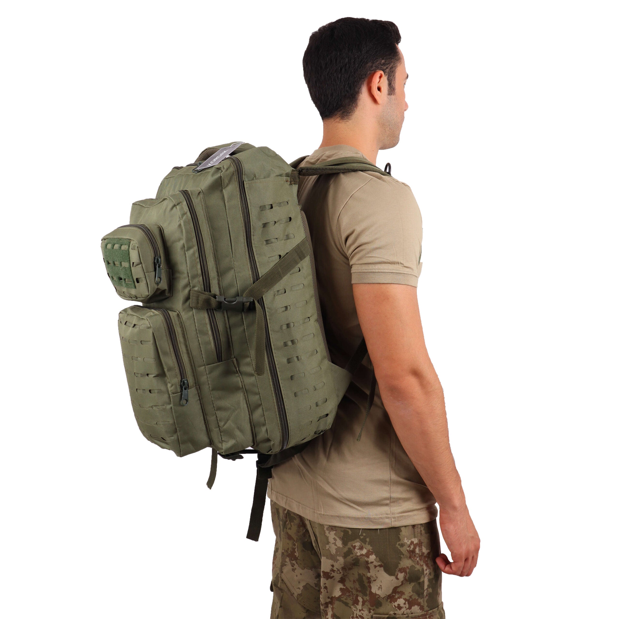 Khaki Laser Cut Outdoor Bag - 45 Liter Bag