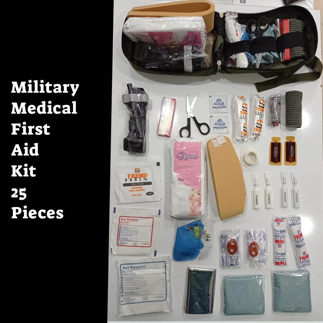 First Aid Army Military Medical First Aid Kit 25 Pieces (Military Medical Bag ...