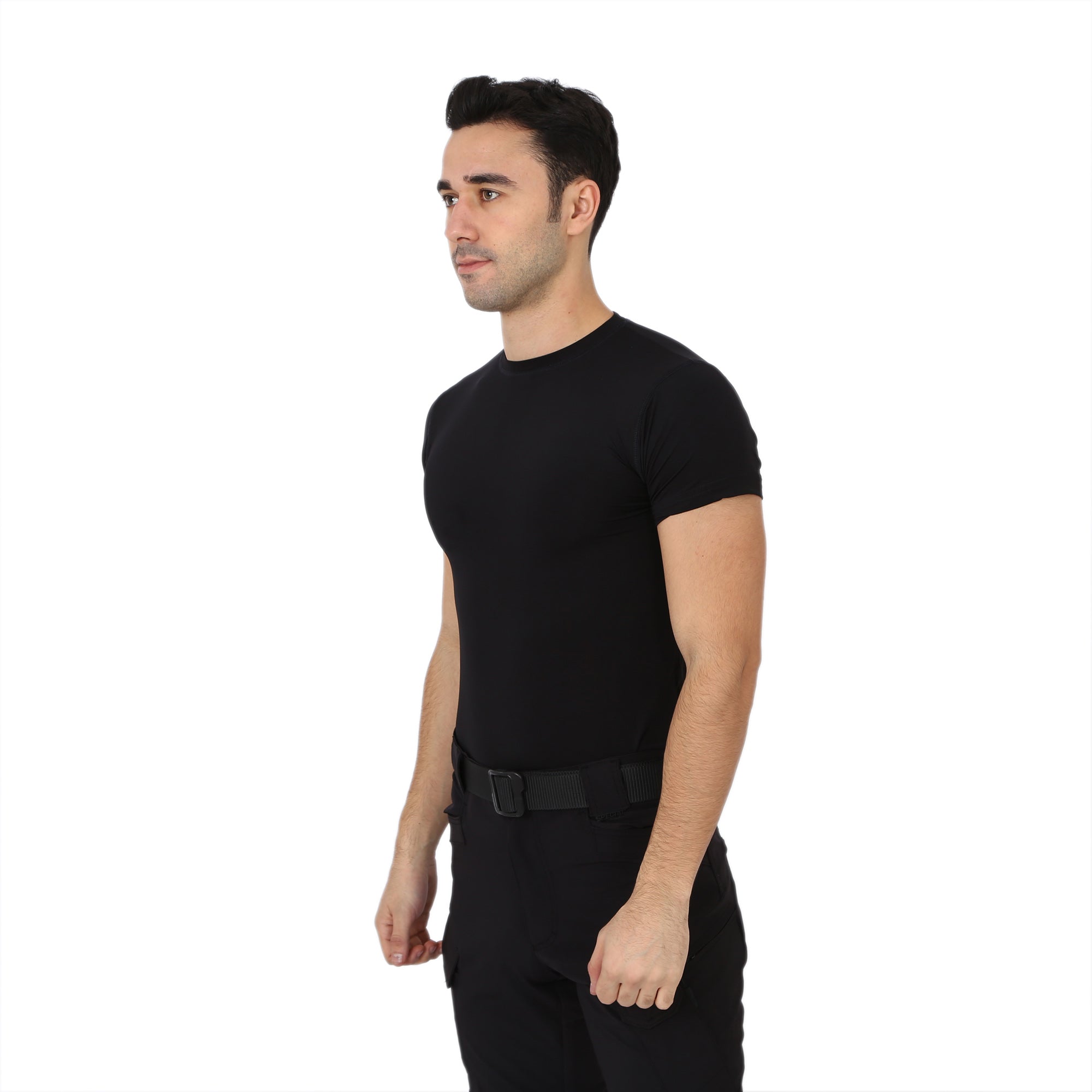 Black Short Sleeve Sport Thermal Microfiber T-shirt
