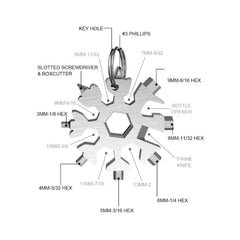 Snowflake Look Multi-Purpose Keychain Screwdriver Set 18in1