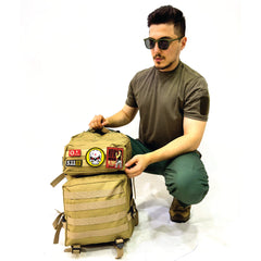 Beige Tactical Sports Backpack with Pec Area - 50 Liter Bag