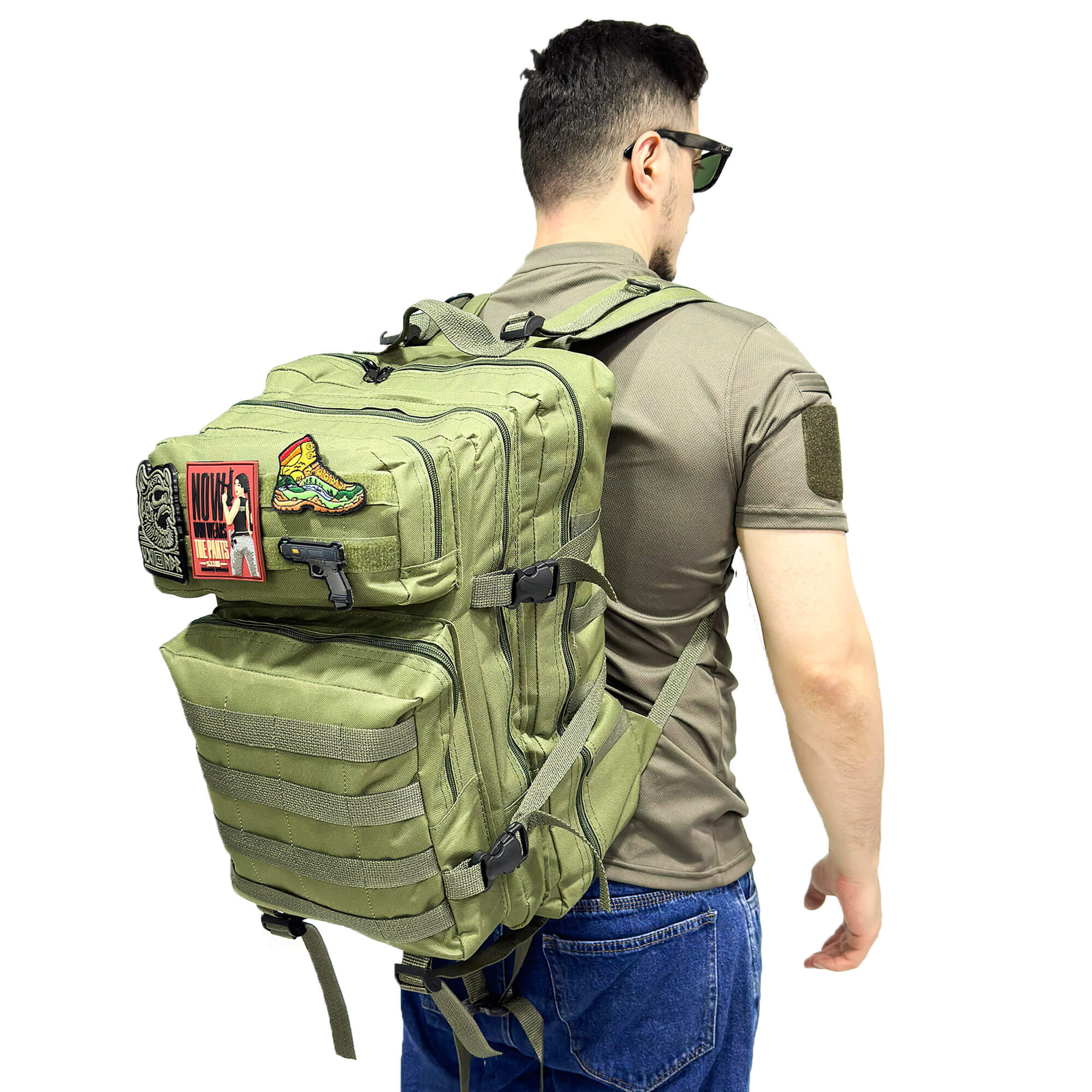 Khaki Tactical Sports Backpack with Pec Area - 50 Liter Bag