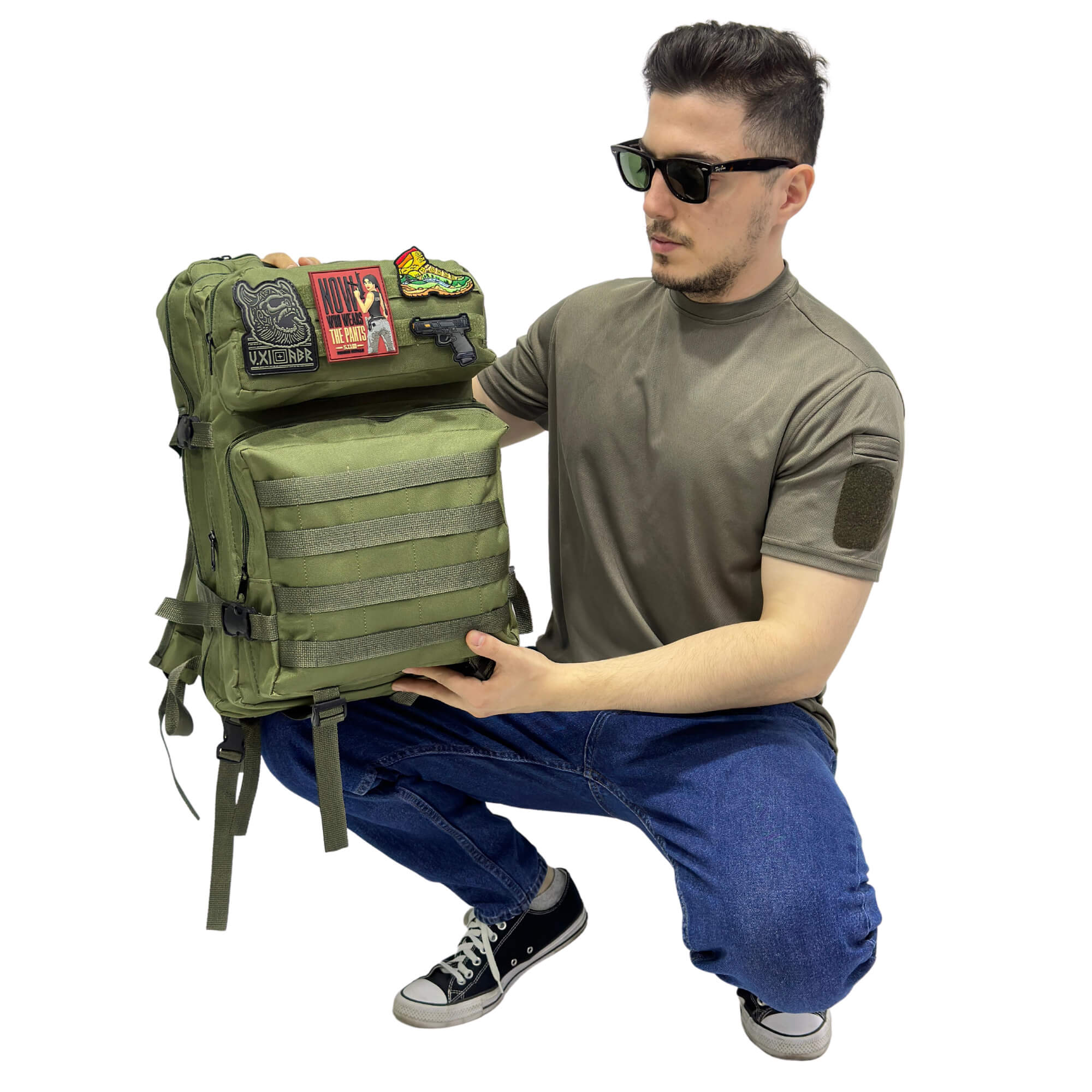 Khaki Tactical Sports Backpack with Pec Area - 50 Liter Bag