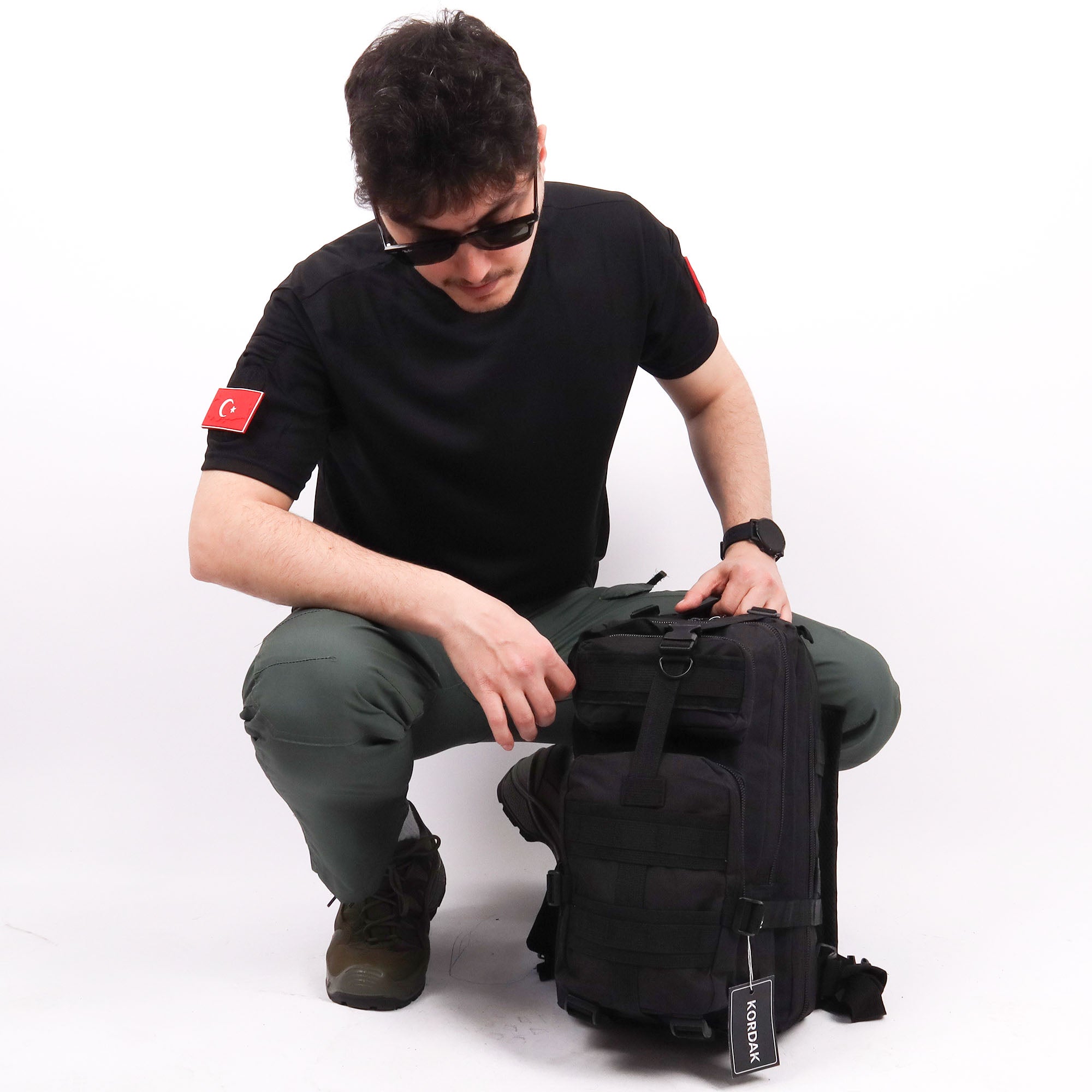 Black Functional Hiking Tactical Backpack - 30 Liter Bag