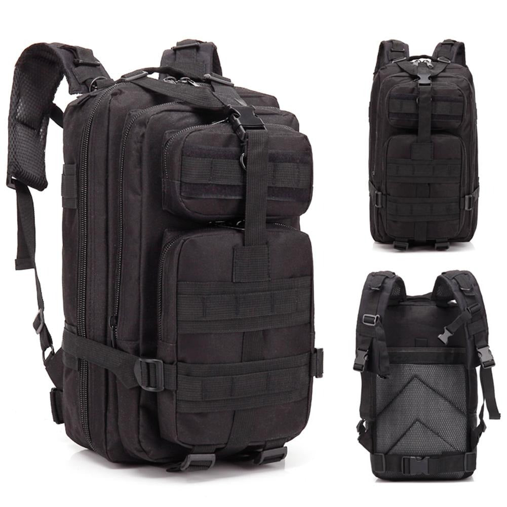 Black Functional Hiking Tactical Backpack - 30 Liter Bag