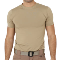 Beige Short Sleeve Sport Thermal Microfiber T-shirt