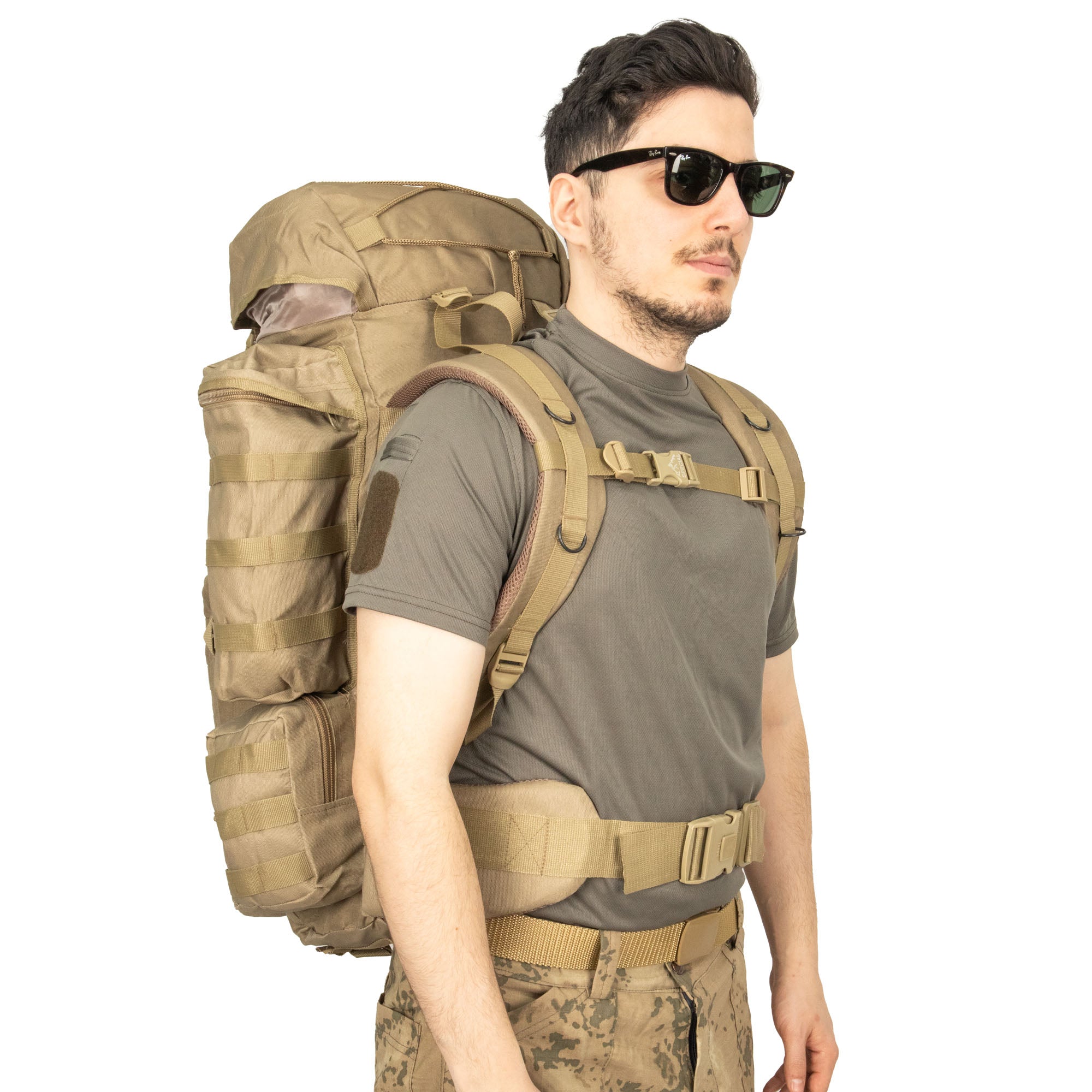 Beige Large Camping Military Operation Backpack - 110 Liter Bag