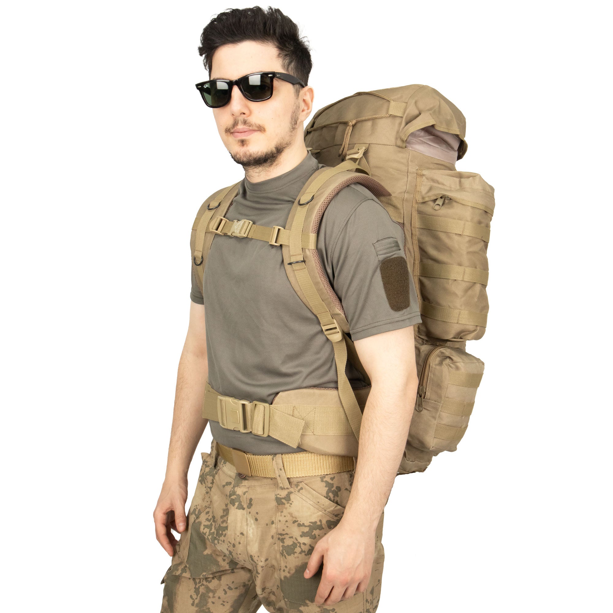 Beige Large Camping Military Operation Backpack - 110 Liter Bag