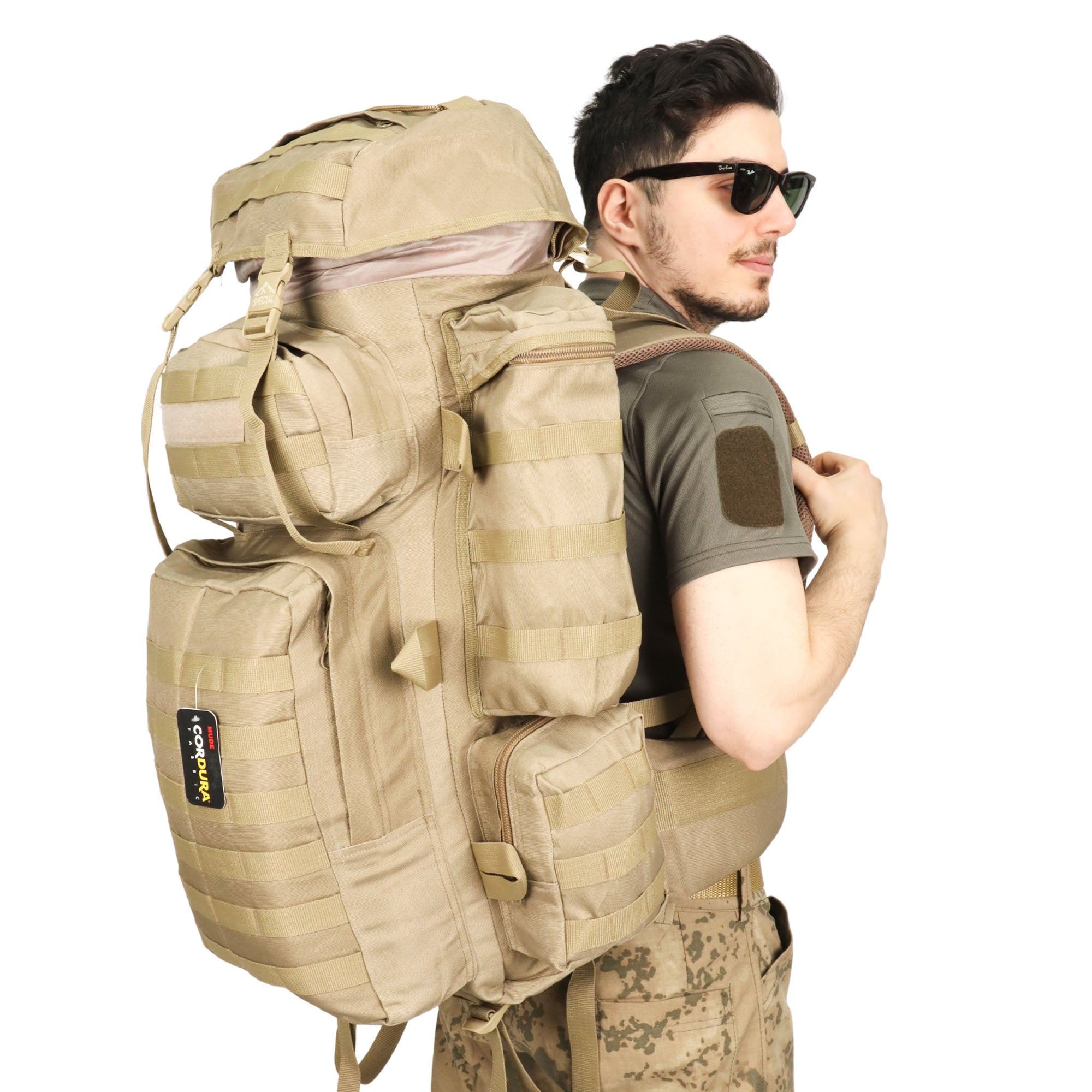 Beige Large Camping Military Operation Backpack - 110 Liter Bag