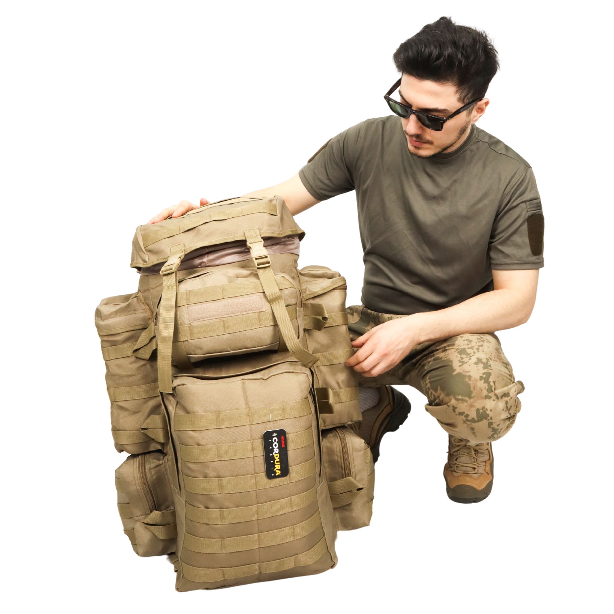 Beige Large Camping Military Operation Backpack - 110 Liter Bag