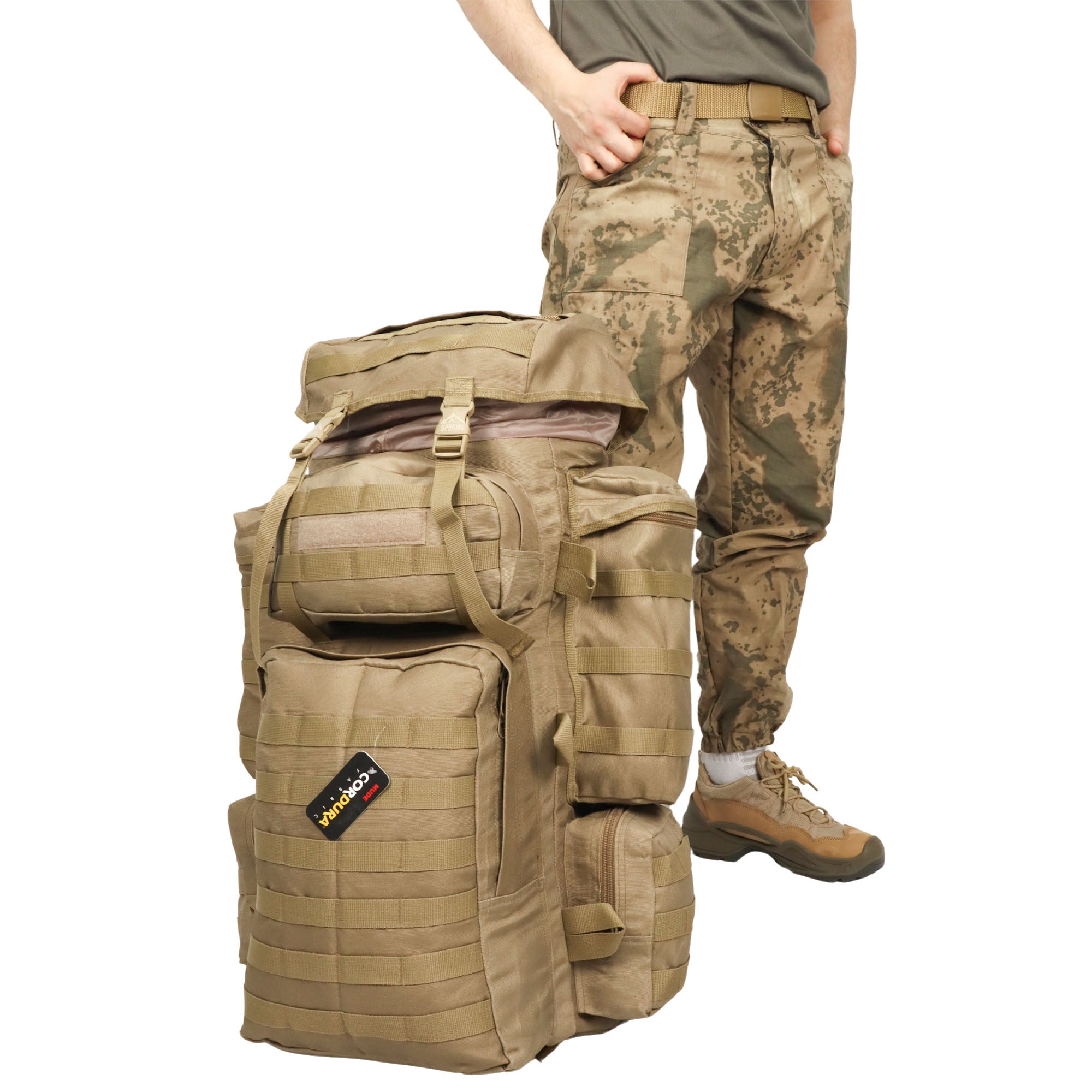 Beige Large Camping Military Operation Backpack - 110 Liter Bag