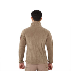 Beige Tactical Fleece Cardigan Vest Coat Jacket