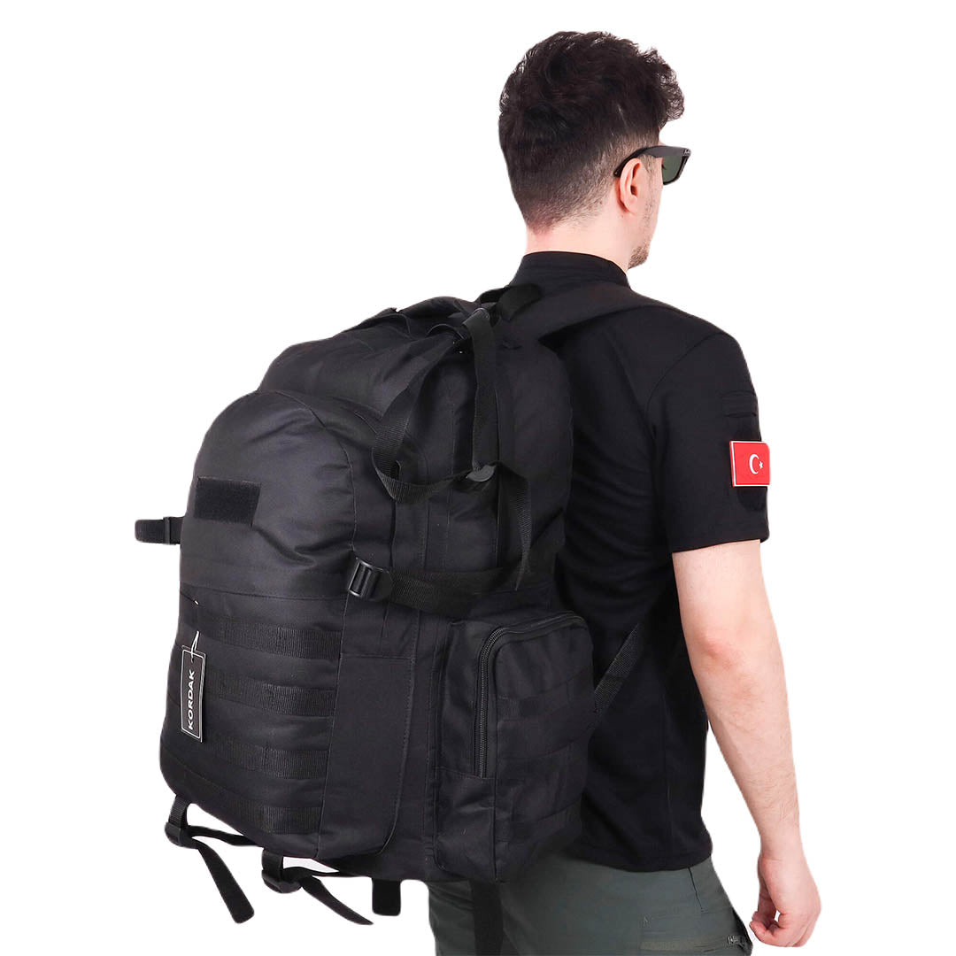 Black Camping Hike Trekking Backpack - 75 Liter Bag