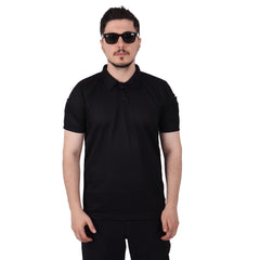 Black Tactical Collared T-Shirt with Veil Area