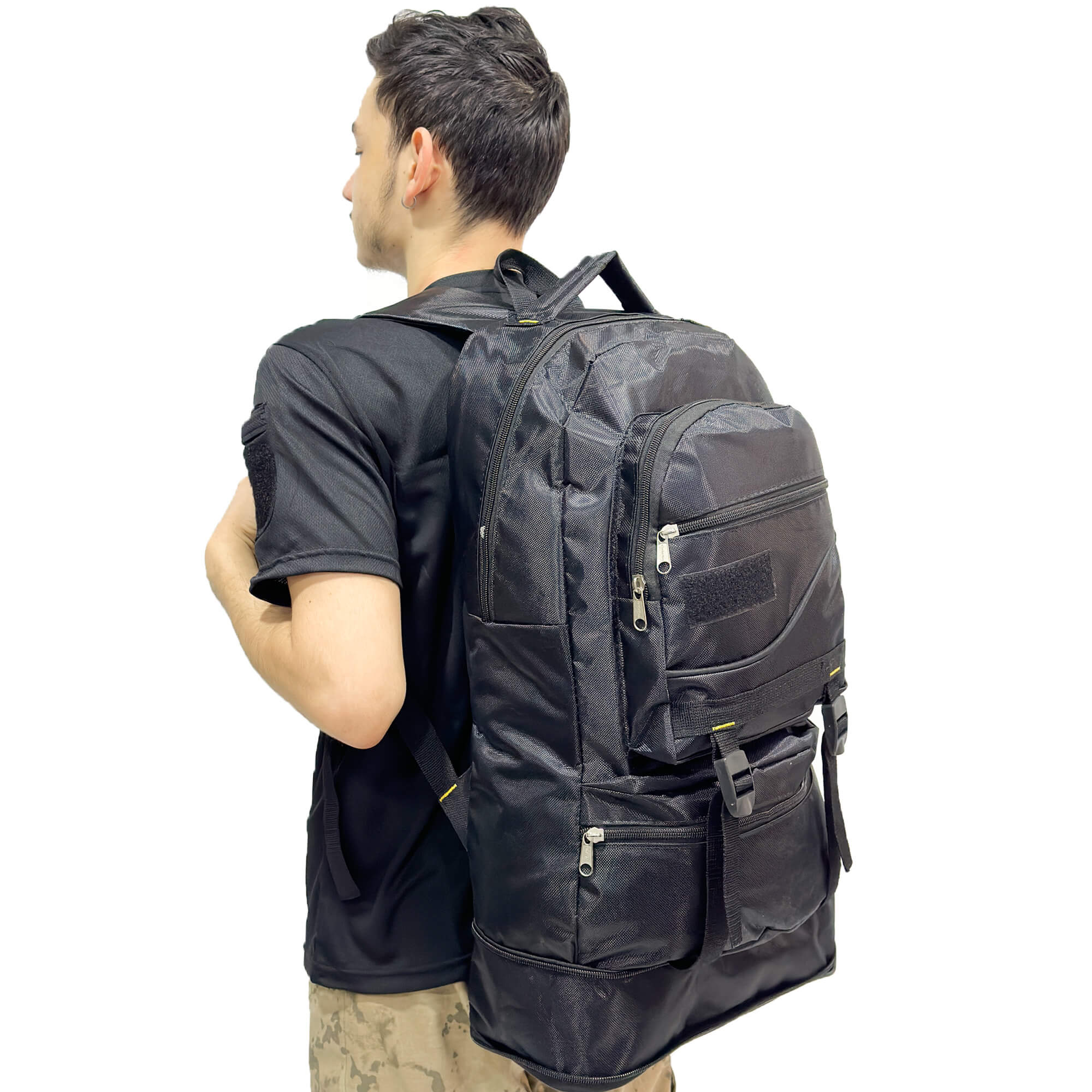 Black Volume Expandable Mountaineer Camper Backpack - 55+10 Liter Bag