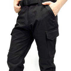 Wind-Waterproof Black Softshell Pants - Fleece Inside