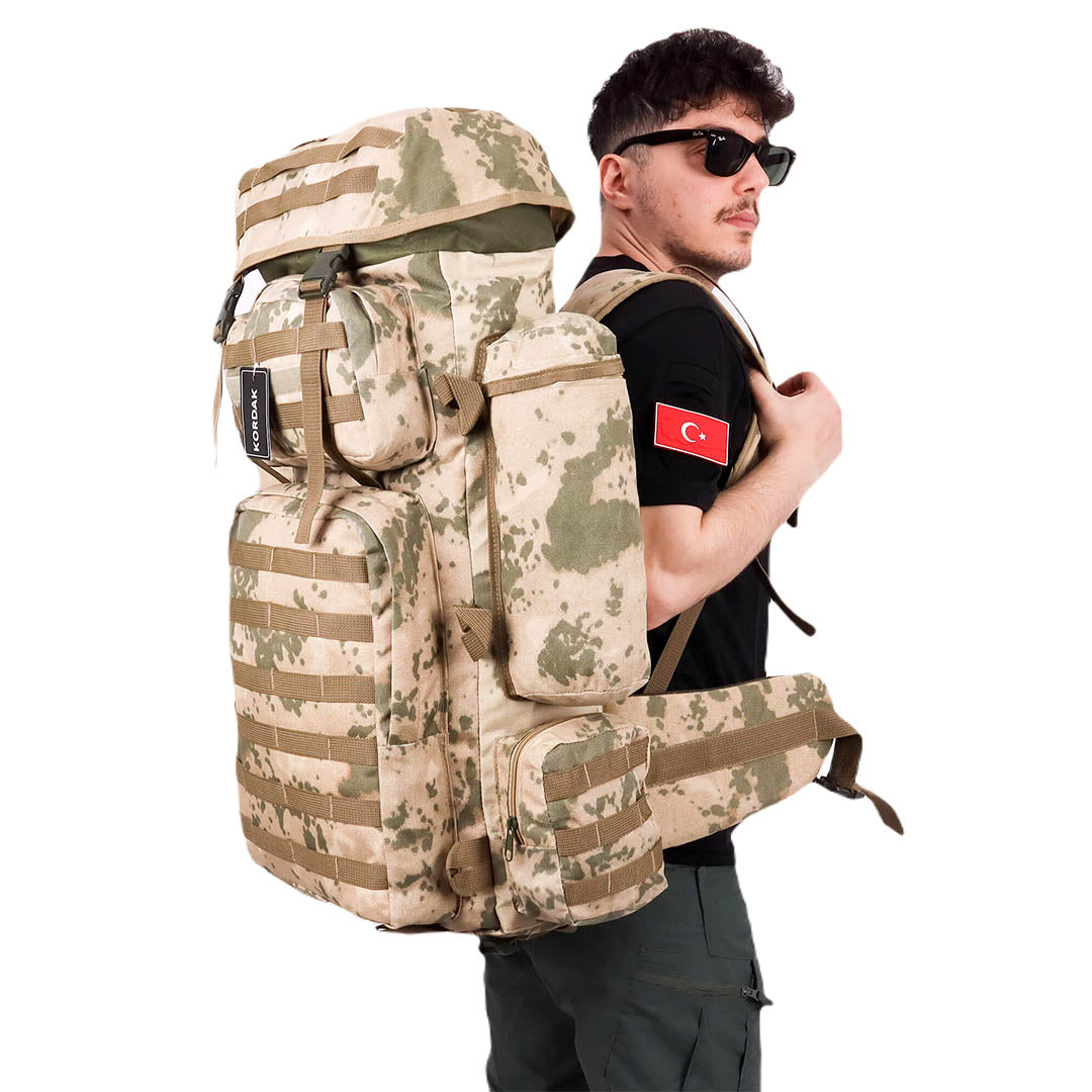 Beige Large Camping Military Operation Backpack - 110 Liter Bag