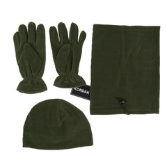 Khaki Fleece Beanie - Fleece Neck Collar - Fleece Gloves (Set of 3)