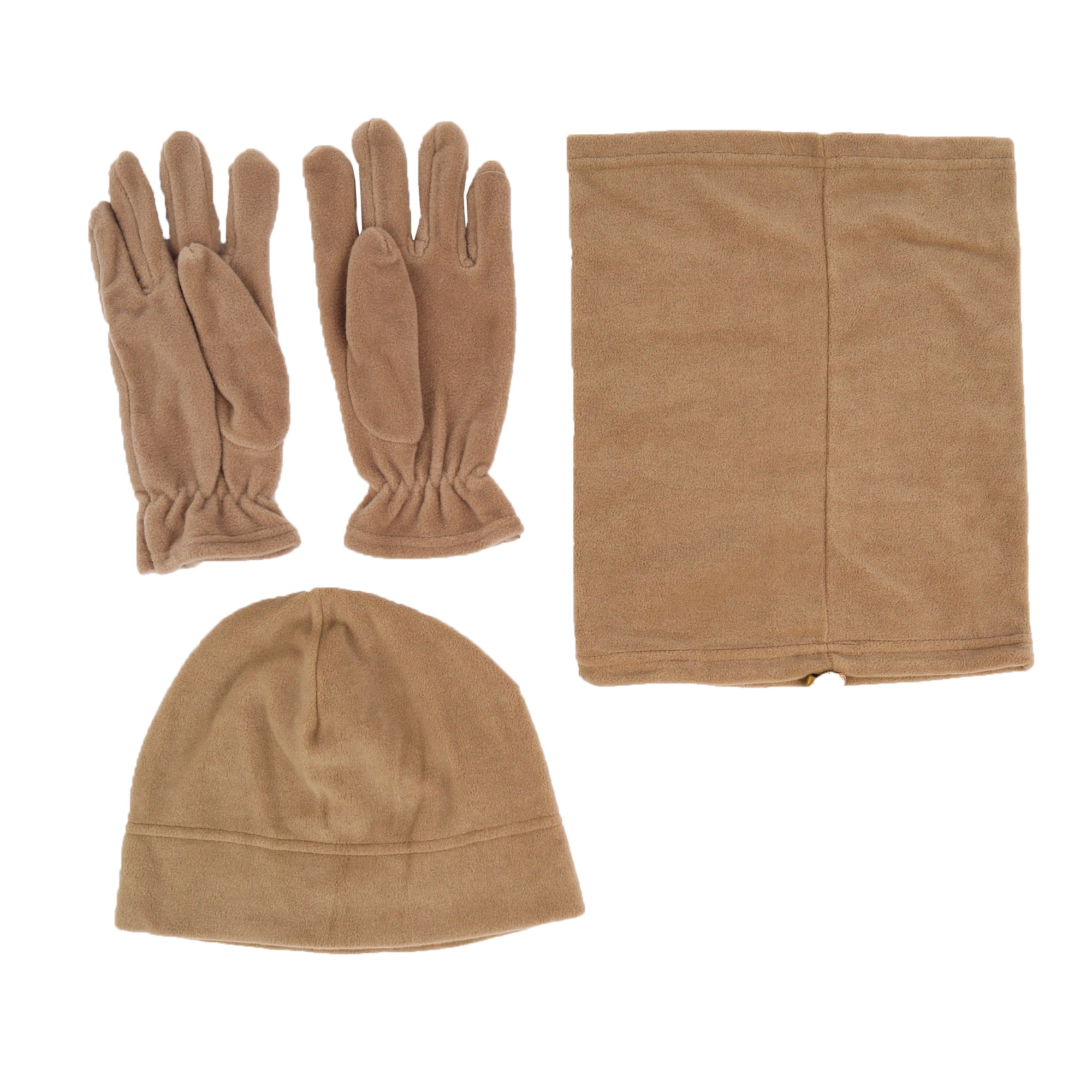 Military Green Fleece Beanie - Fleece Neck Collar - Fleece Gloves (Set of 3)