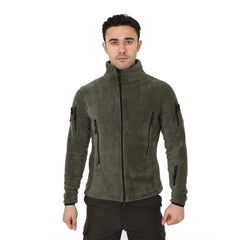 Khaki Tactical Fleece Cardigan Vest Coat Jacket