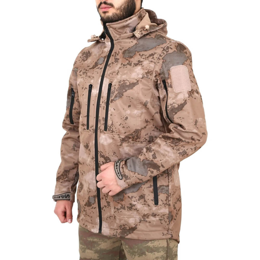 Deserton Camouflage Wind-Waterproof Softshell Fabric Tactical Coat