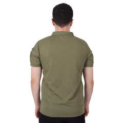 Khaki Tactical Collared T-Shirt with Veil Area