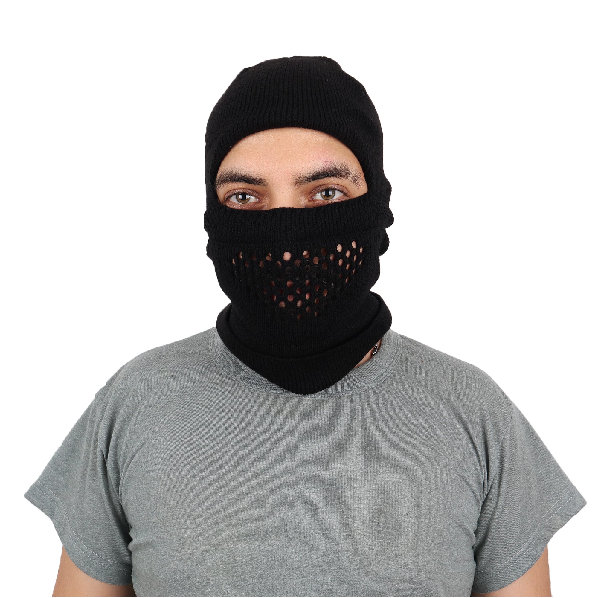 Brown Knitted Balaclava Beanie (Ski Mask)