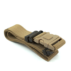 Beige Outdoor Belt with Perforated Iron Hook - Lockable Buckle