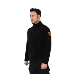 Black Tactical Fleece Cardigan Vest Coat Jacket