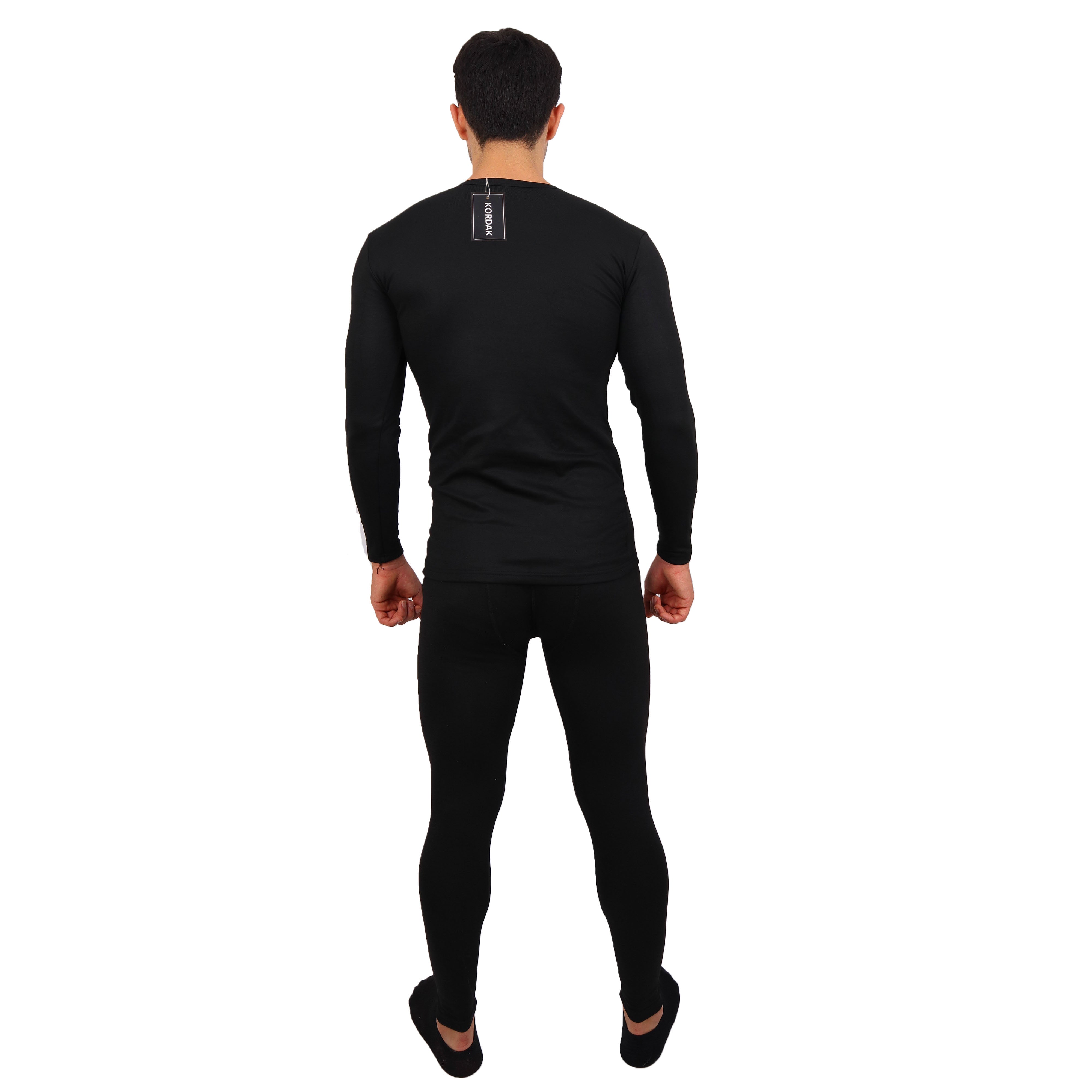 Black Thermal Underwear Set - Keeping Warm Against the Cold Top-Bottom Set