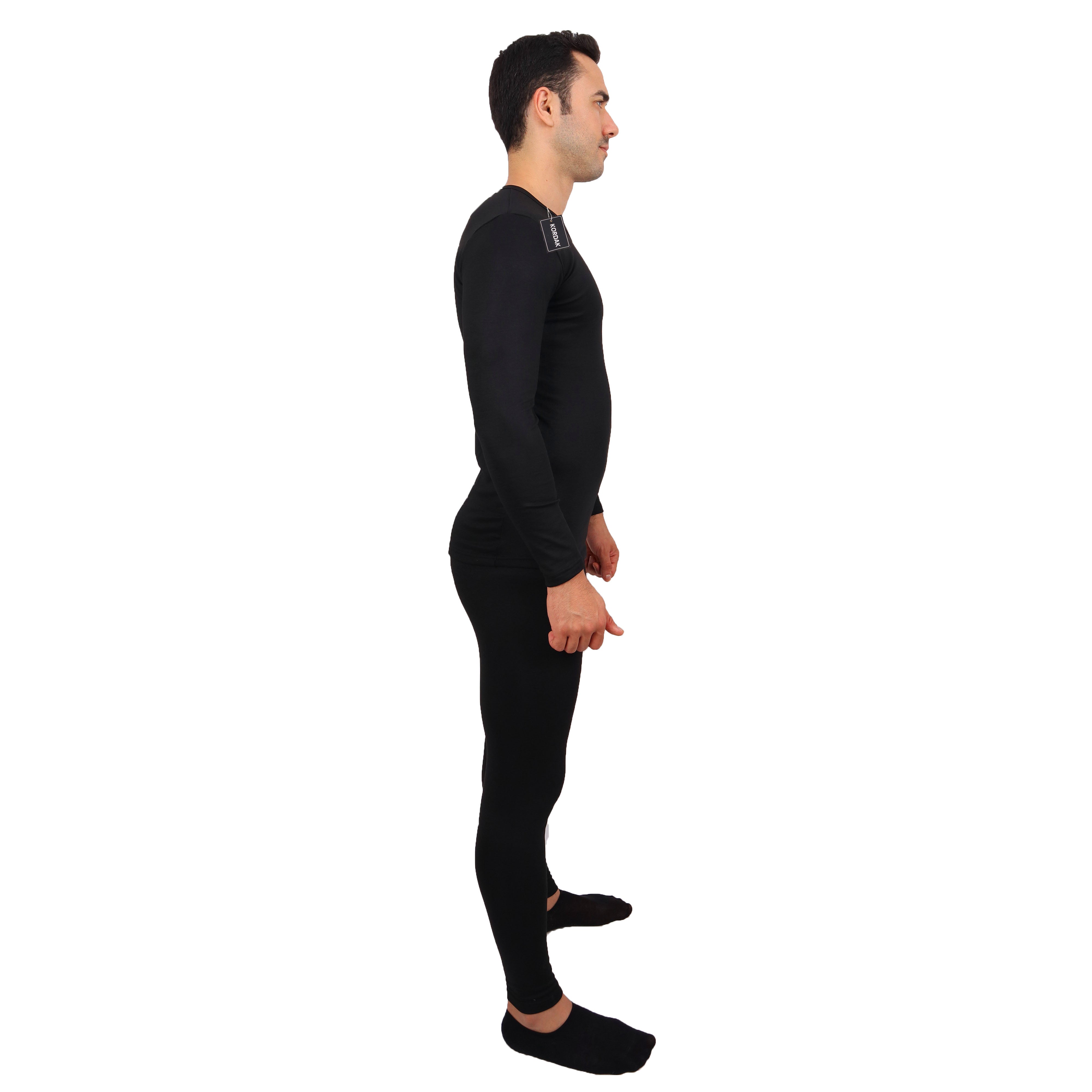 Black Thermal Underwear Set - Keeping Warm Against the Cold Top-Bottom Set