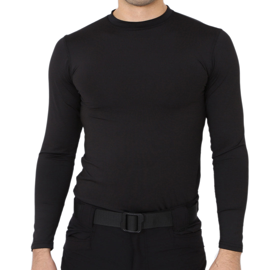 Black Long Sleeve Sports Thermal Microfiber T-shirt