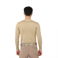 Beige Long Sleeve Sports Thermal Microfiber T-shirt