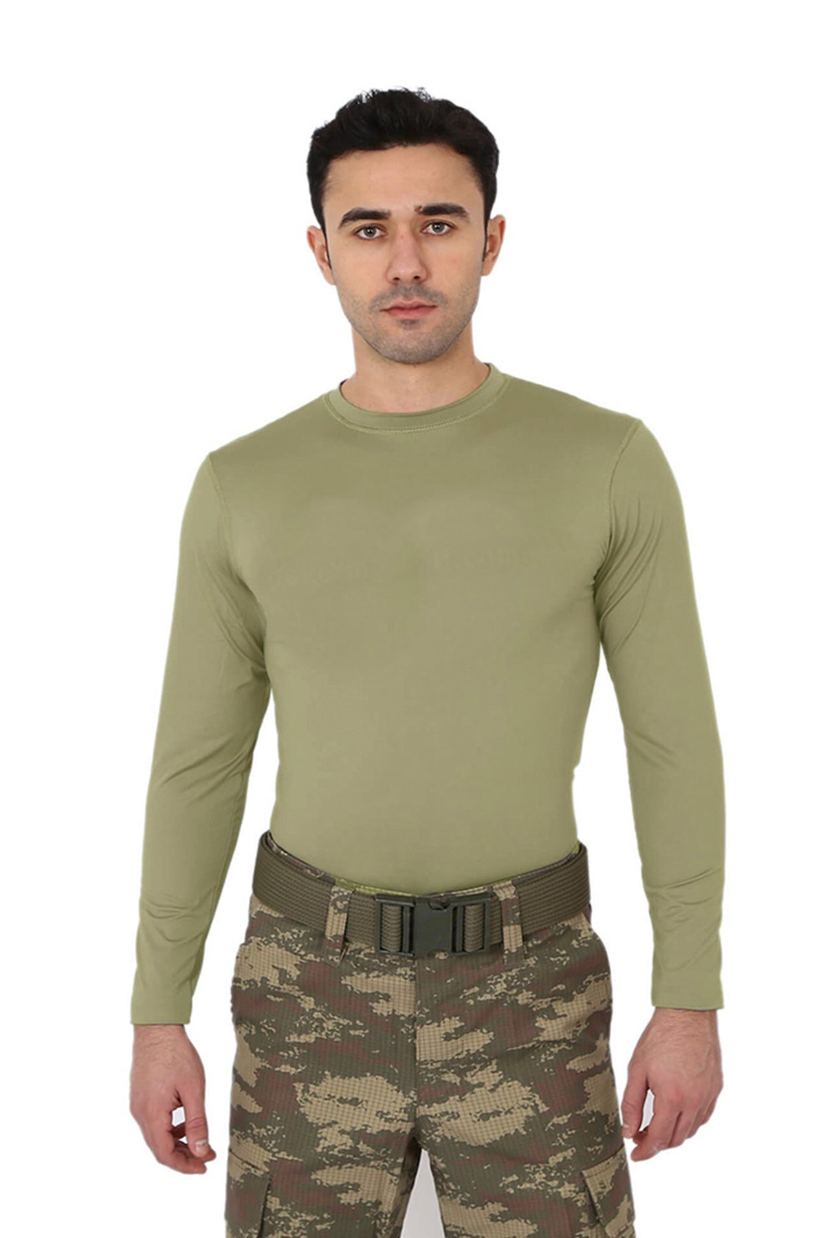 Nano Green Long Sleeve Sports Thermal Microfiber T-shirt