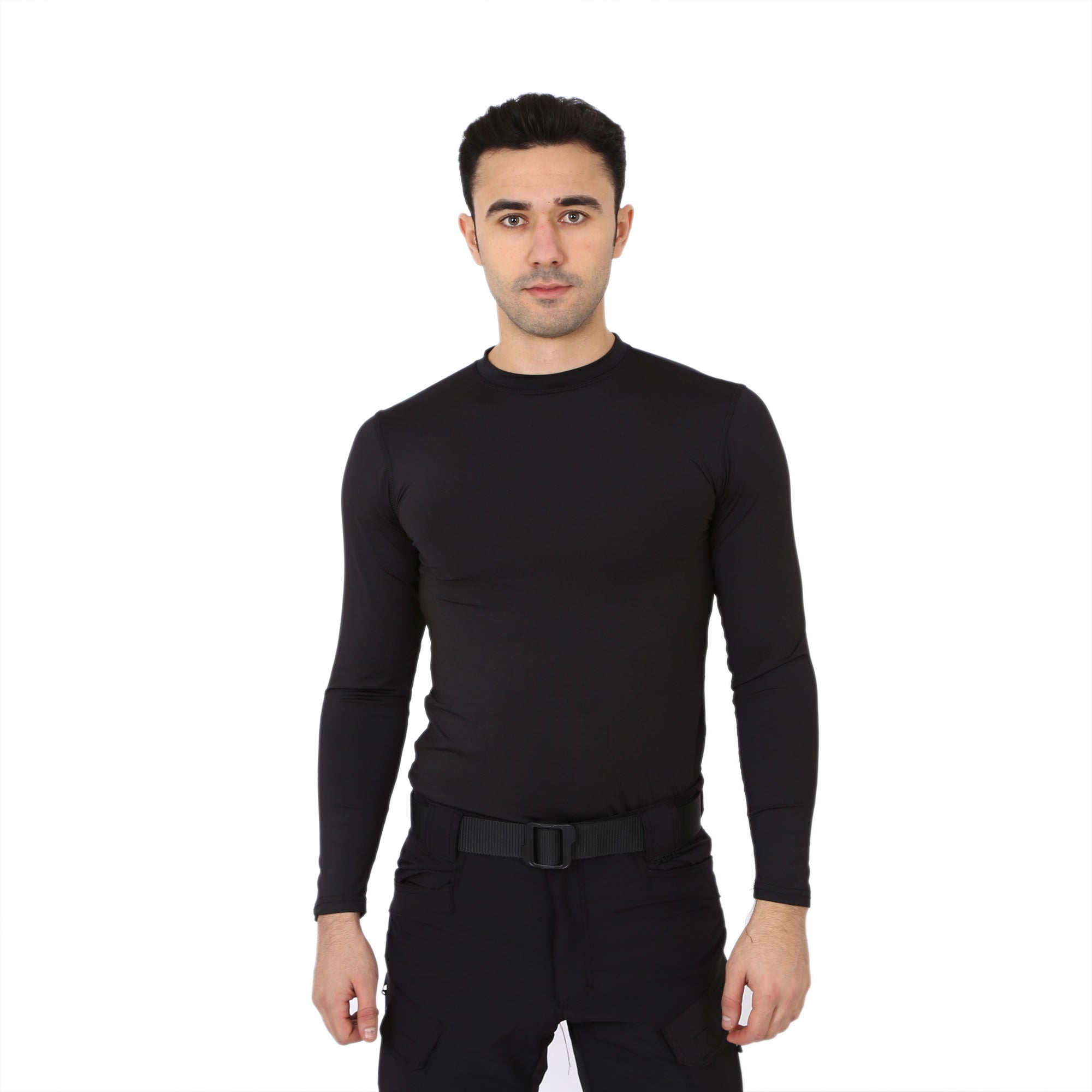 Black Long Sleeve Sports Thermal Microfiber T-shirt